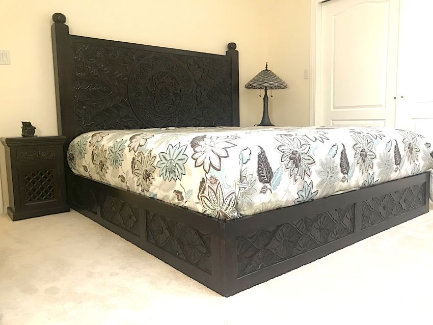 Carved wood bed shop frame