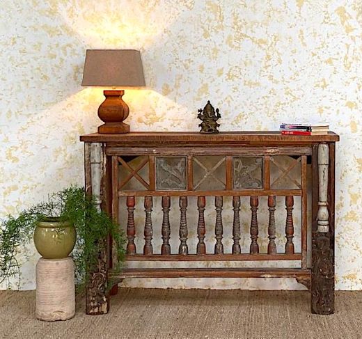 Vintage Crib Console Table, Teak