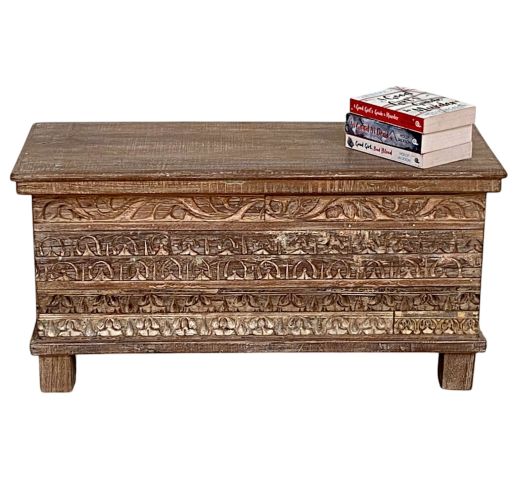 Vintage Teak Carved Trunk