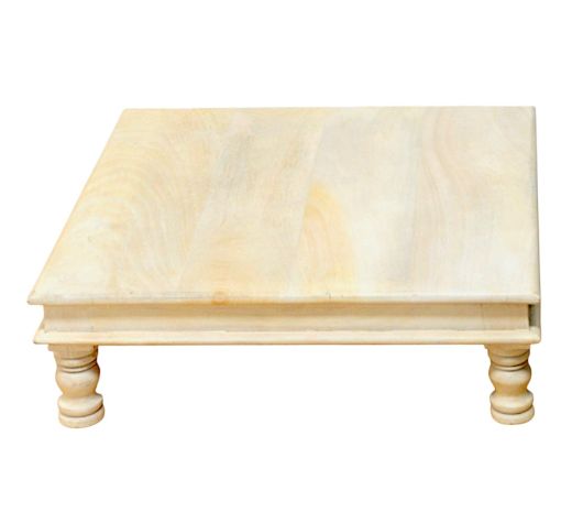Wooden Low Bajot Table, Cream