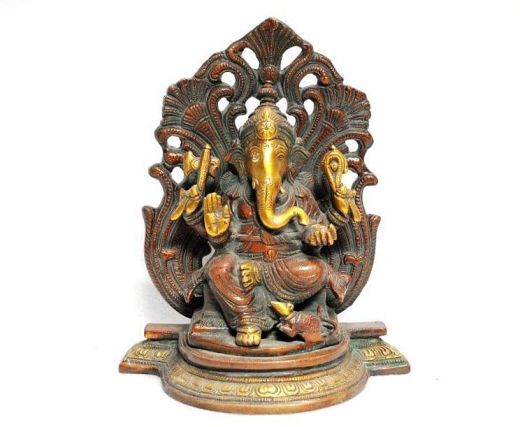Brass Ganesh on Throne