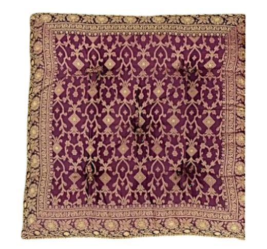 Eggplant Sari Floor Cushion, 24"