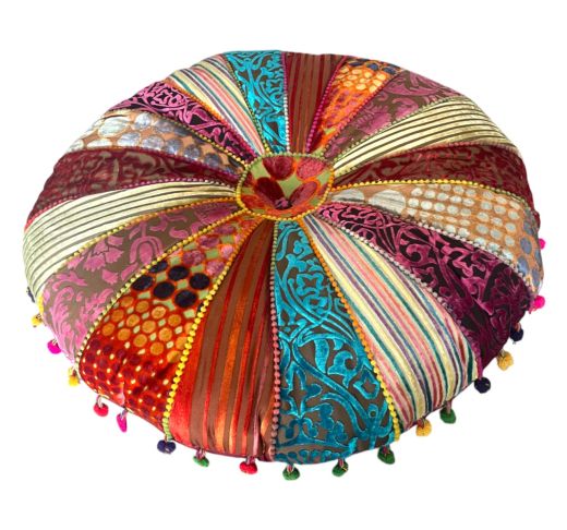 Colorful Round Patchwork Cushion, 28"