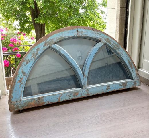 Vintage Arch Mirror, Blue