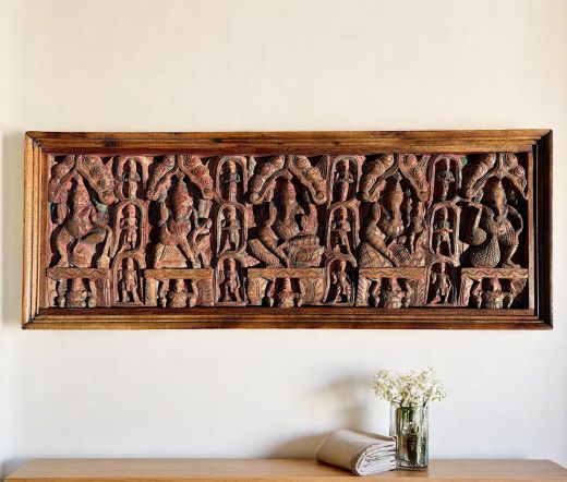 Carved Teak Ganesh Panel