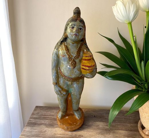 Clay Krishna Statue, Vintage