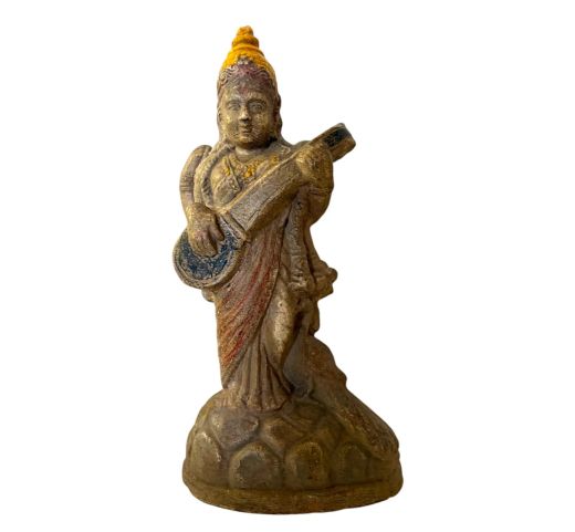 Clay Saraswati Goddess Statue, Vintage