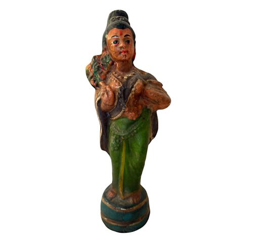 Clay Hindu Shakuntala Statue, Vintage
