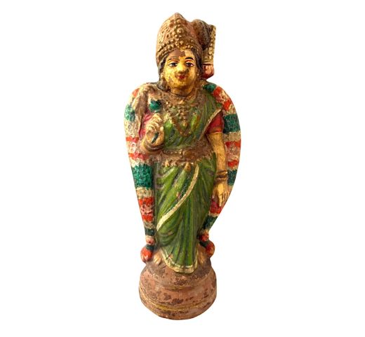 Clay Hindu Meenakshi Statue, Vintage