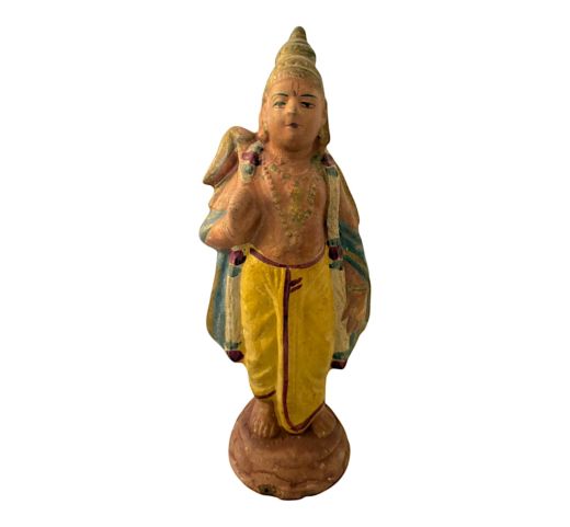 Clay Hindu Disciple Statue, Vintage