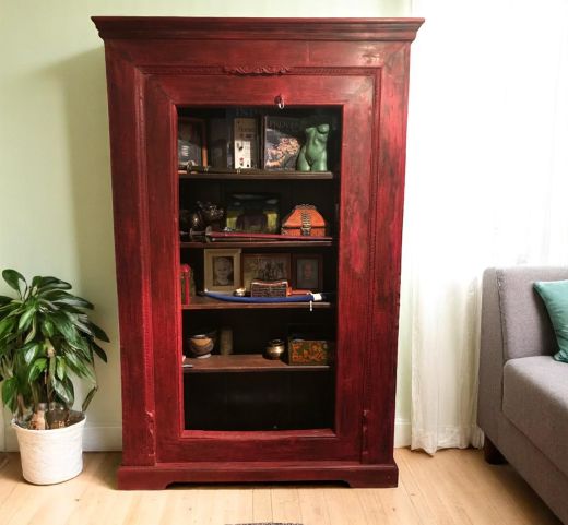 Vintage Temple Bookshelf, Red