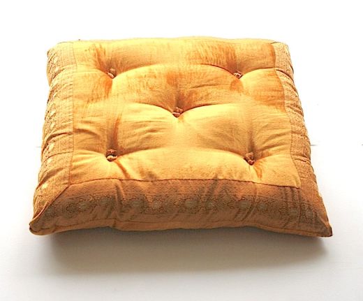 Tufted Gold Velvet Cushion, 24"