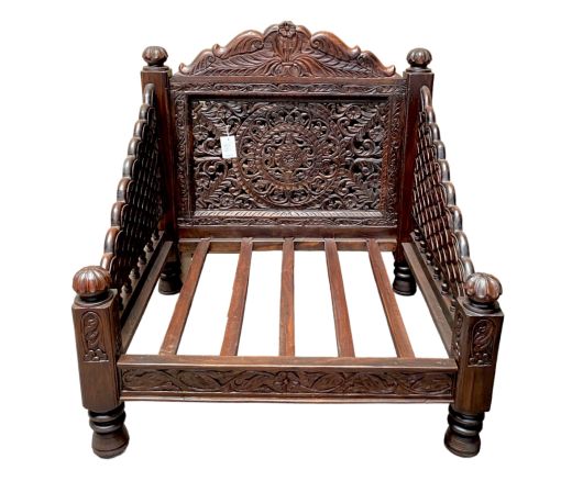 Carved Lotus Love Seat