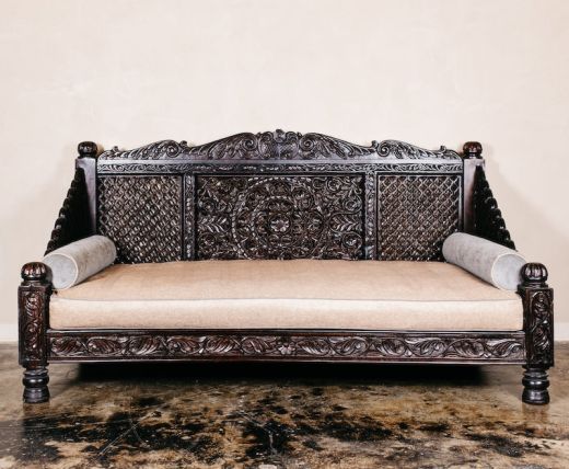 Hand Carved Lotus Daybed