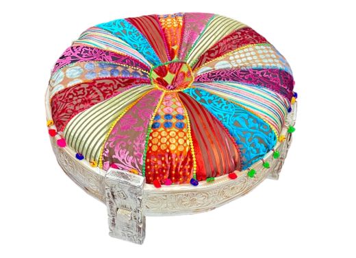 Wheat Grinder with Patchwork Cushion, Cream