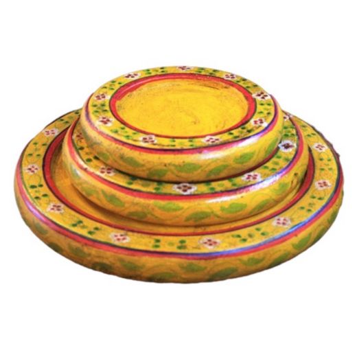Hand Painted Candle Plates, Gold