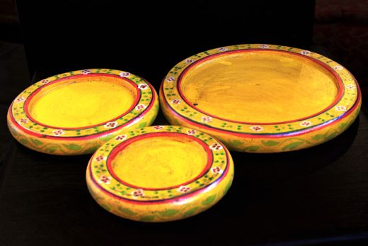 Hand Painted Candle Plates, Gold