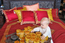 wooden bed 