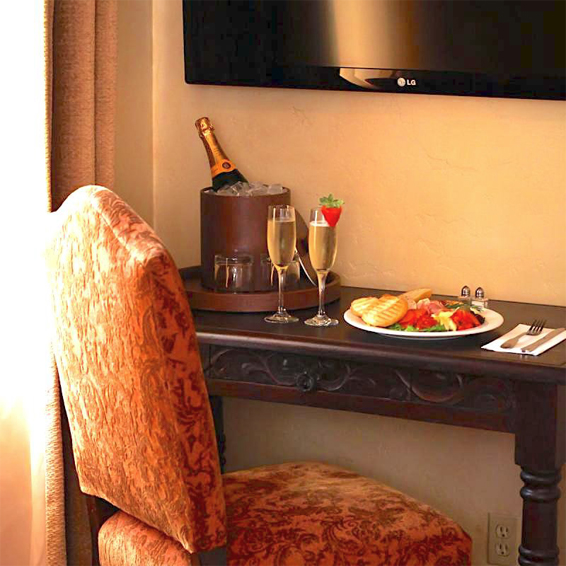 table and seat snacks area